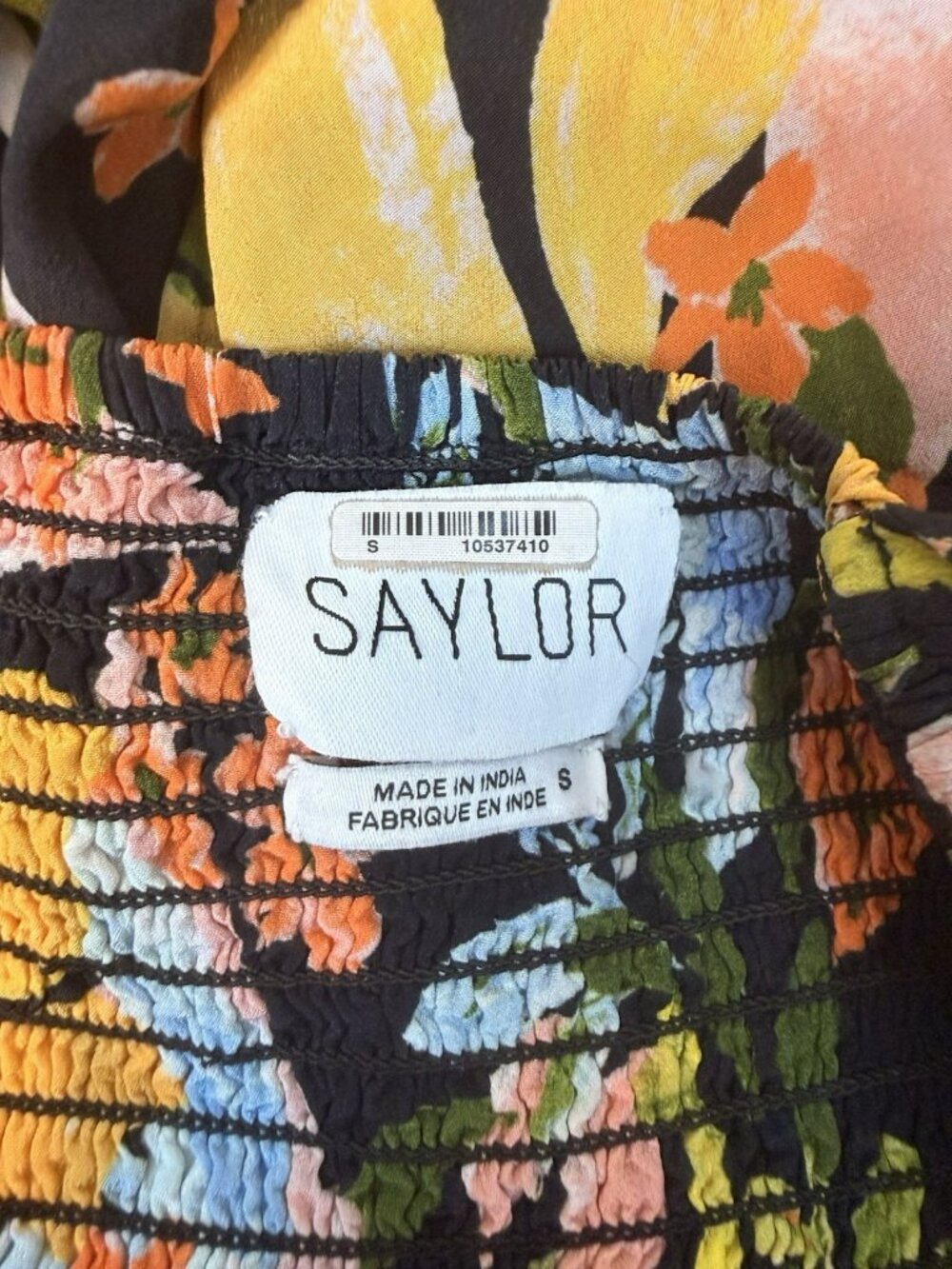 $297 Saylor Starlee Black Multicolor Floral Tiered Maxi Dress Women's size Small - Picture 12 of 14